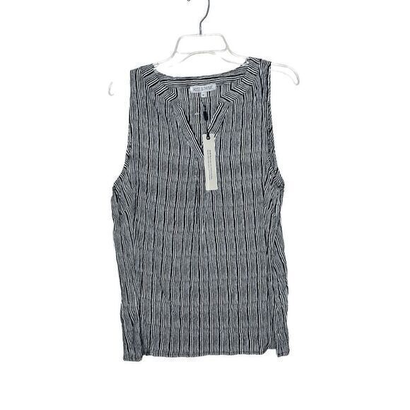 Rose & Thyme Tops - Rose & Thyme Womens Black White Striped Sleeveless Blouse Size XL